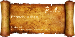 Prasch Albin névjegykártya